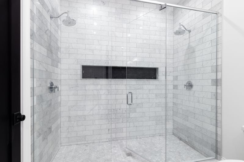 Open Shower with Stone Accents